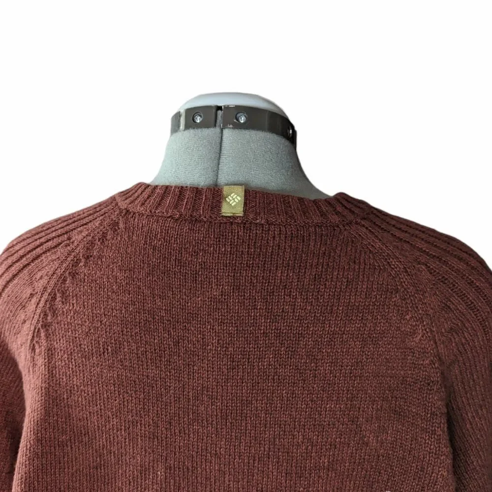 Columbia Brick Red Knit Heavyweight V-Neck Sweater, 2XL XXL